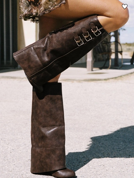 Lemonade Shoes - Ritz brown Over-the-Knee Buckle Boots New